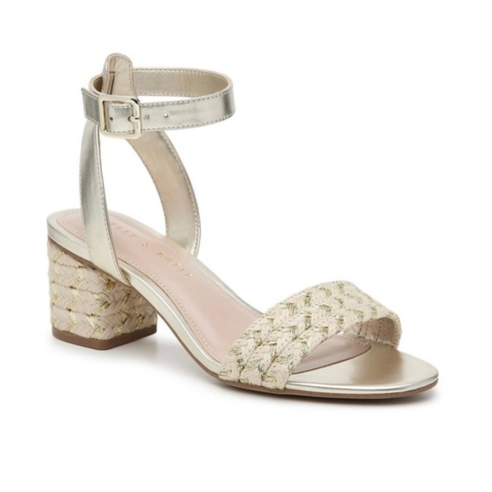 Kelly & Katie Tamaria Gold Braided Block Heel Size 10M New